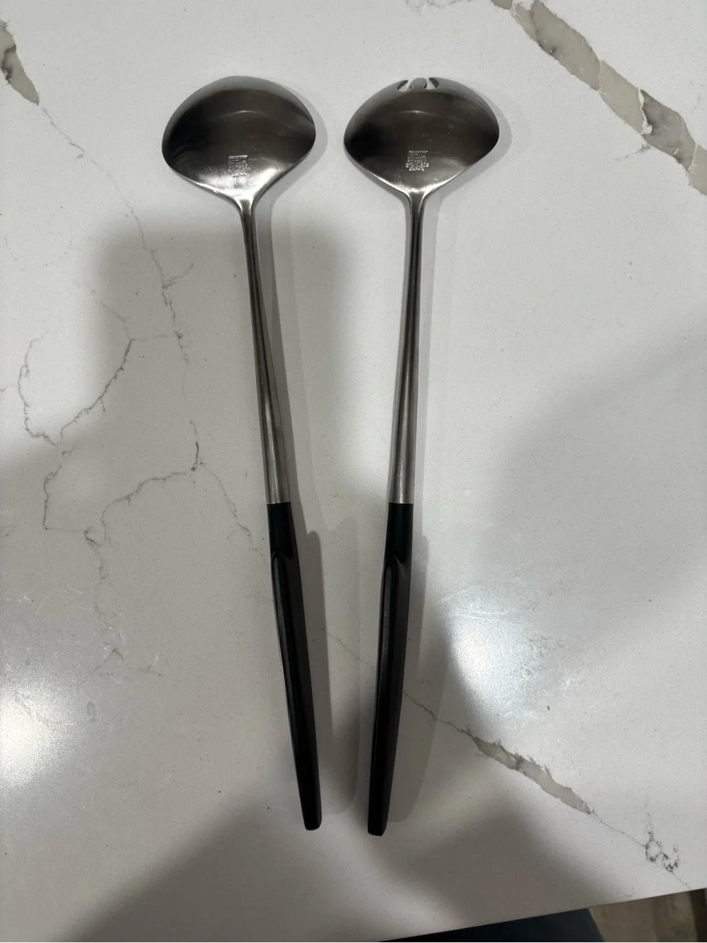Black Stainless Steel Serving Spoon and Slotted Spoon Set